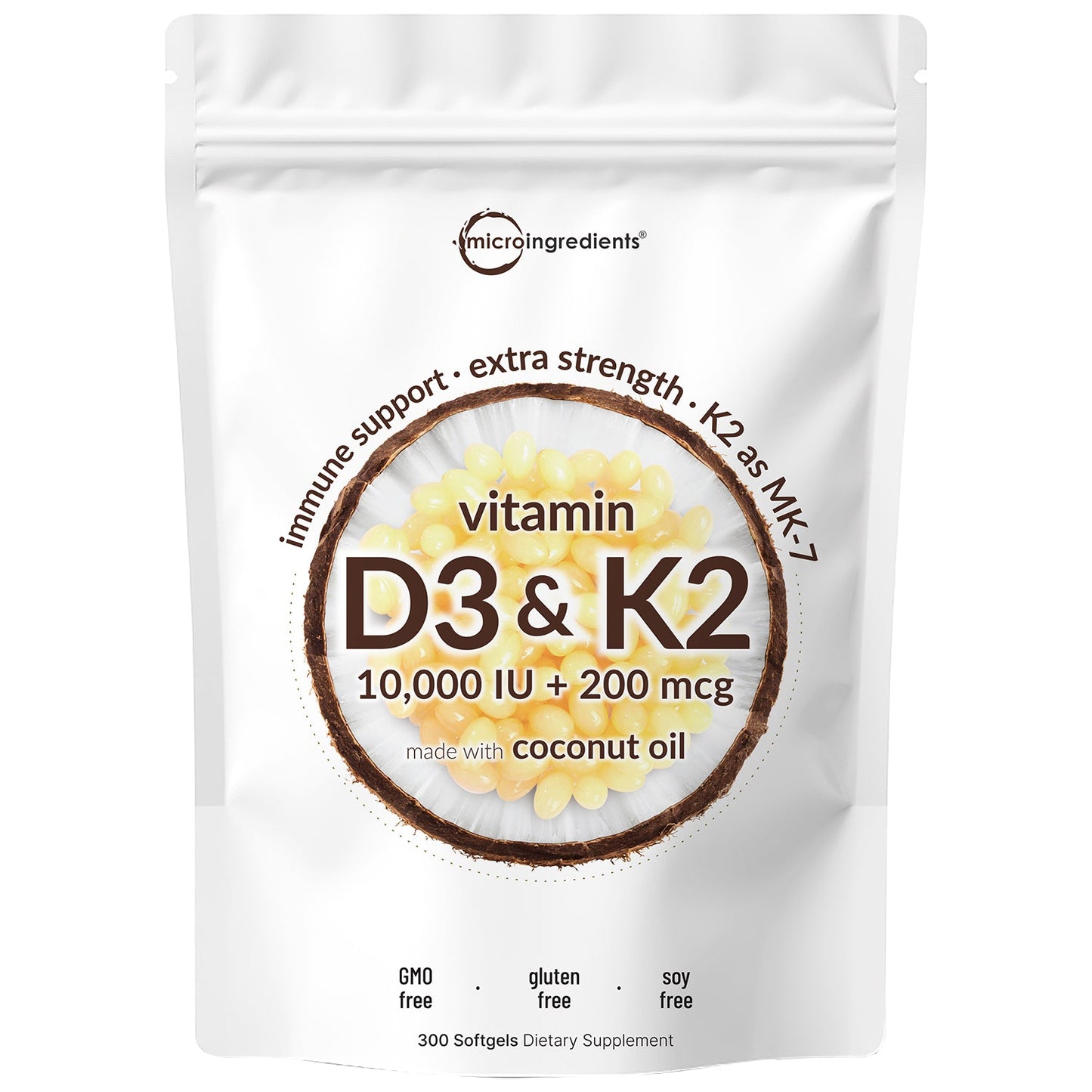 Micro Ingredients Vitamin D3 K2 Supplement Softgels